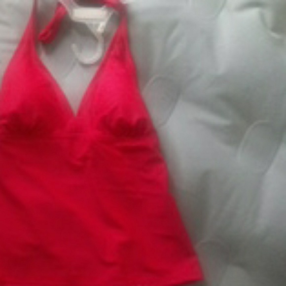 Red halter Swim Top - Picture 2 of 3